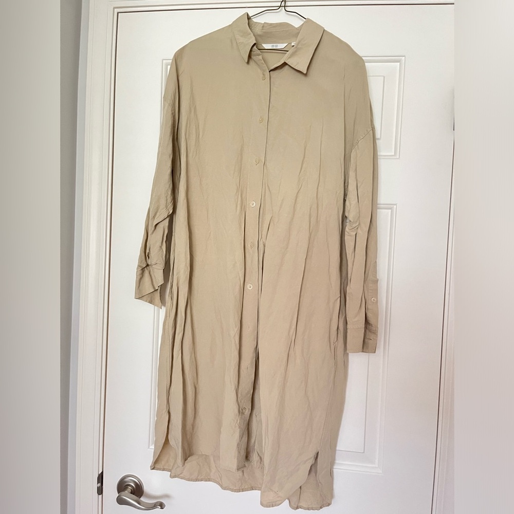 NWOT Uniqlo linen blend shirt dress